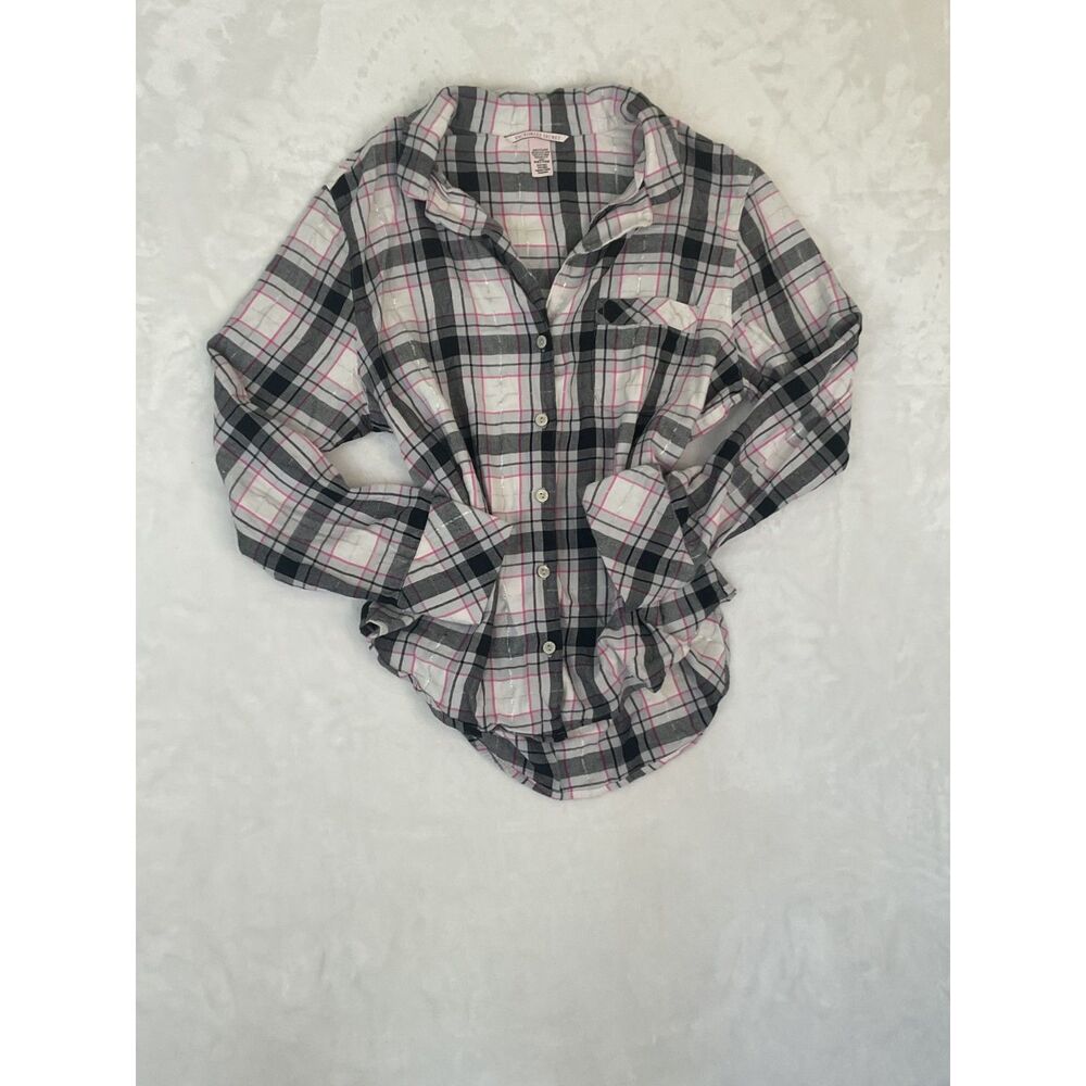 Victoria's Secret plaid flannel pajama shirt Size Small